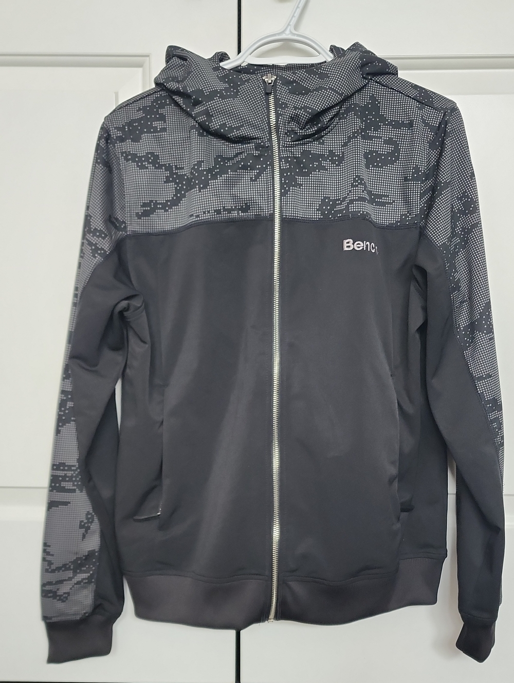 Bench Men's Hooded Zip Jacket in Charcoal and Light Gray